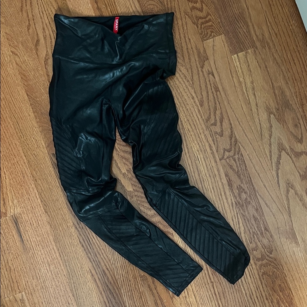 Spanx faux leather moto leggings